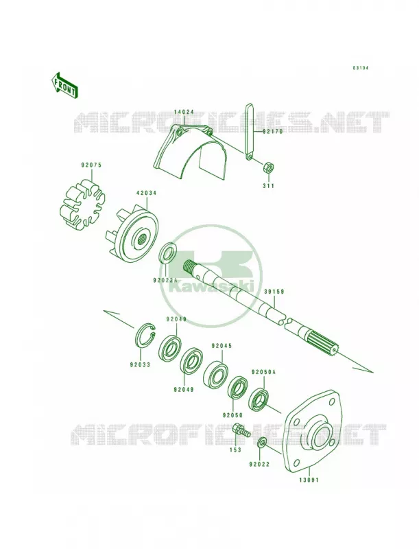Drive Shaft Kawasaki JET SKI 650 1993 650 SX  JS650-B3