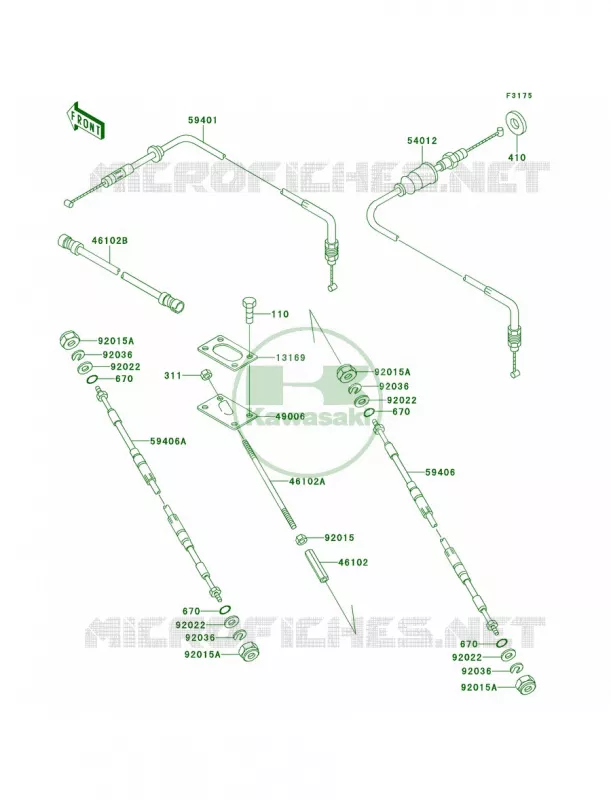 Cables Kawasaki JET SKI 650 1992 X2  JF650-A7