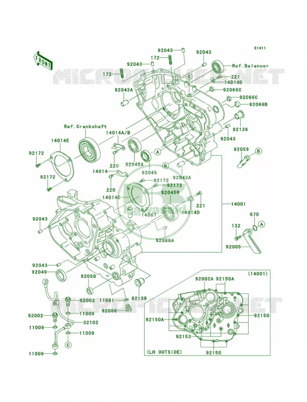 Crankcase Kawasaki MOTOS 650 2012 KLR650  KL650ECF