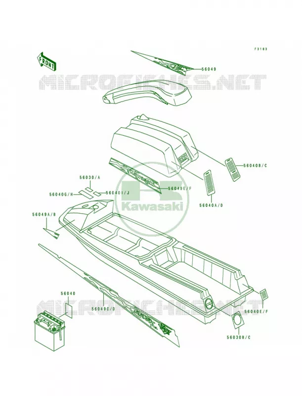 LabelsJS550-C1C2 Kawasaki JET SKI 550 1992 550 SX  JS550-C2