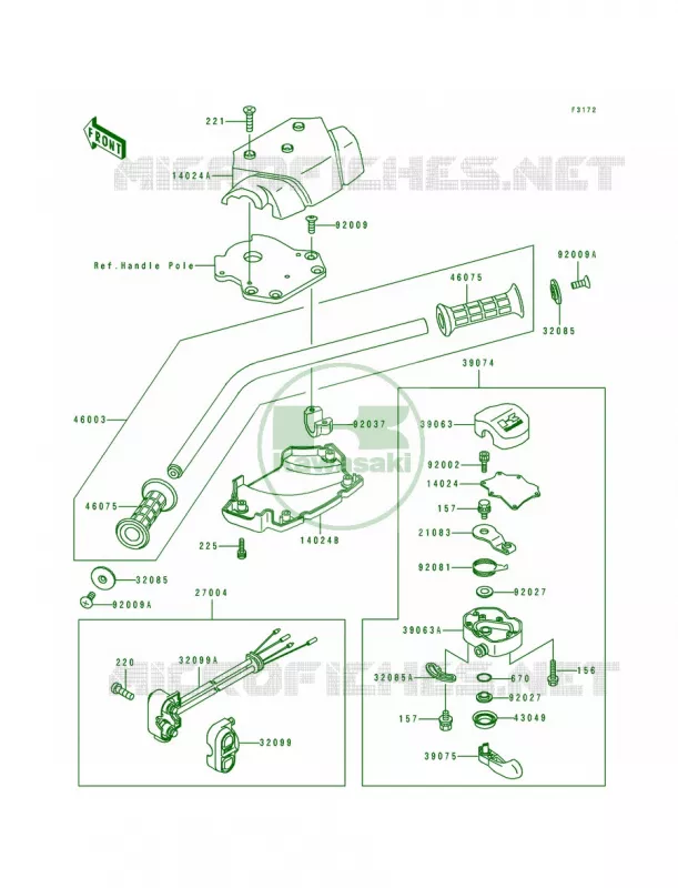 Handlebar&ampNAMI.KAW64650 91 Kawasaki JET SKI 650 1992 650 SX  JS650-B2