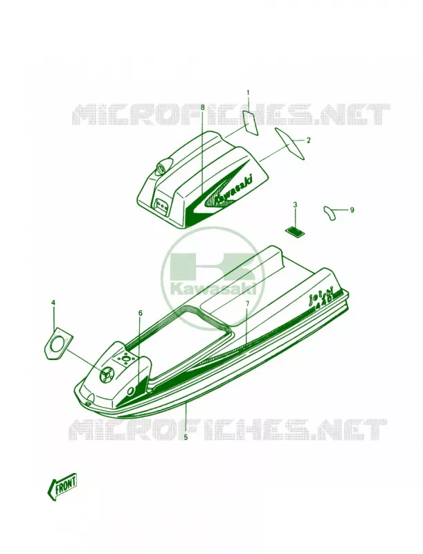 Labels JS440-A11 Kawasaki JET SKI 440 1990 JS440  JS440-A14