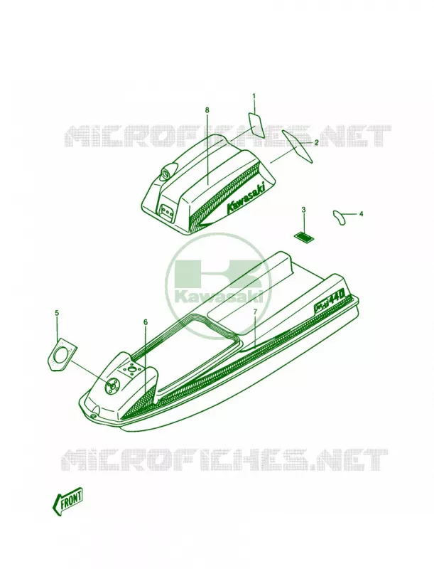 Labels JS440-A12 Kawasaki JET SKI 440 1990 JS440  JS440-A14