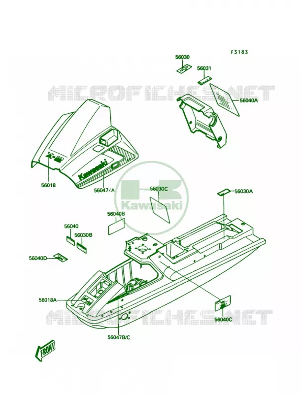 LabelsA4 Kawasaki JET SKI 650 1989 X2  JF650-A4