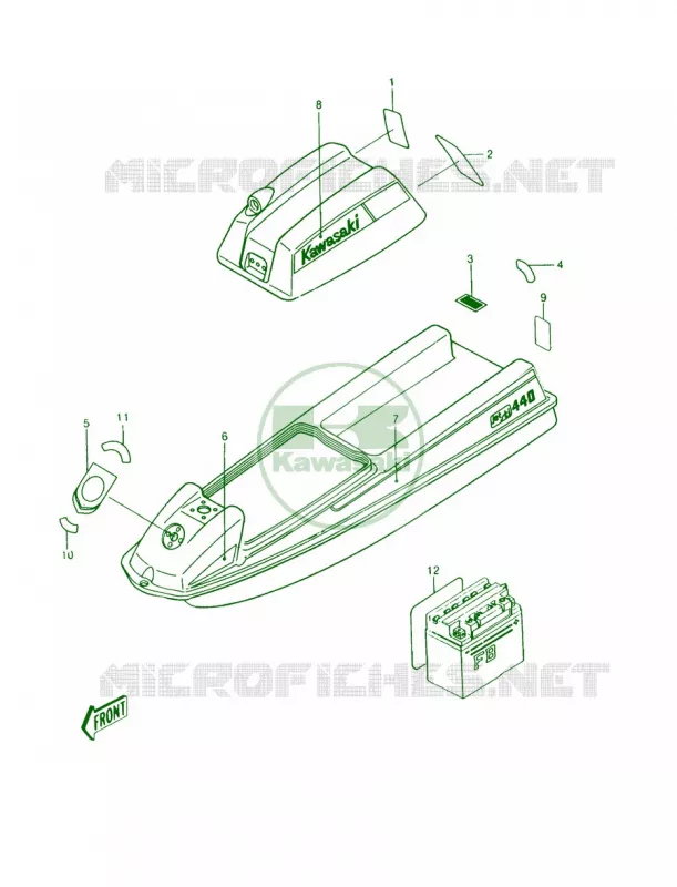 Labels JS440-A13A14 Kawasaki JET SKI 440 1989 JS440  JS440-A13