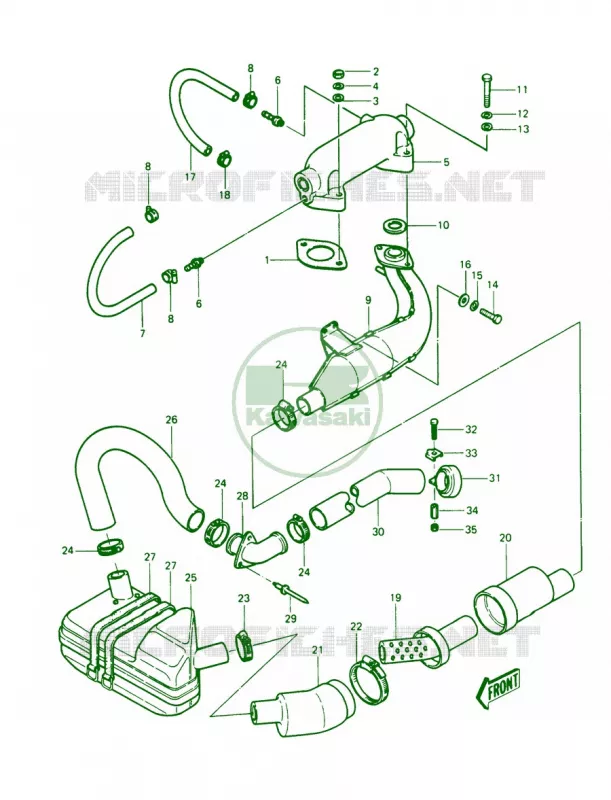MufflerJS440-A11A12A13 Kawasaki JET SKI 440 1989 JS440  JS440-A13