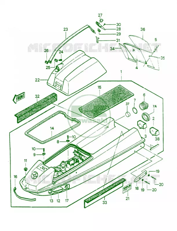 HULLENGINE HOOD JS550-A5 Kawasaki JET SKI 550 1989 JS550  JS550-A8