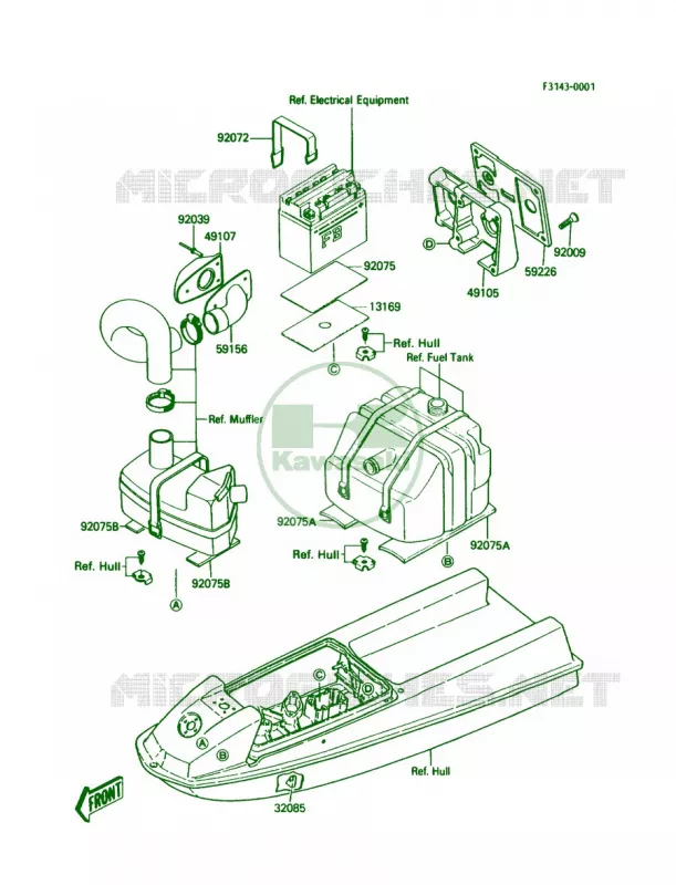 Hull Fittings Kawasaki JET SKI 300 1988 JS300  JS300-B3