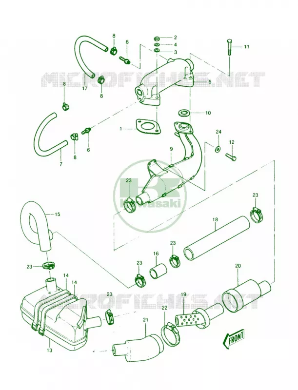 MufflerJS440-A14 Kawasaki JET SKI 440 1988 JS440  JS440-A12