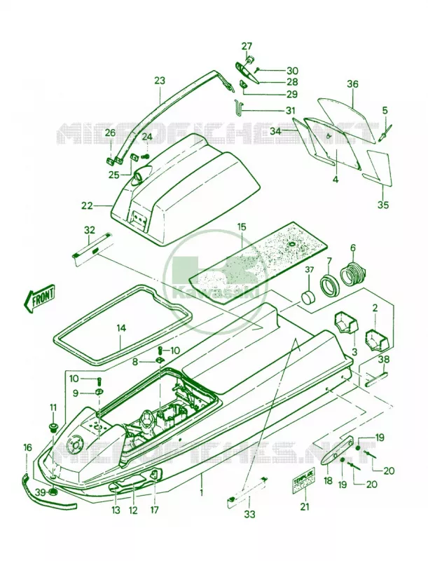 HULLENGINE HOOD JS550-A8 Kawasaki JET SKI 550 1988 JS550  JS550-A7
