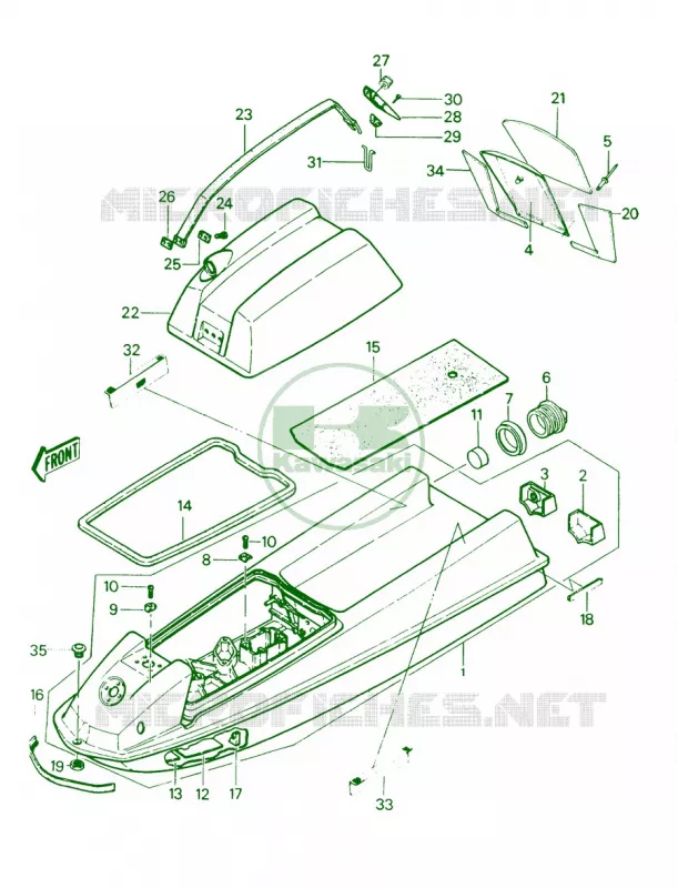 HullEngine HoodJS440-A14 Kawasaki JET SKI 440 1987 JS440  JS440-A11