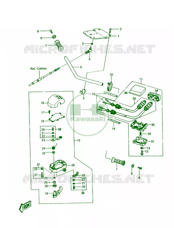 HANDLEBAR JS550-A6 Kawasaki JET SKI 550 1987 JS550  JS550-A6