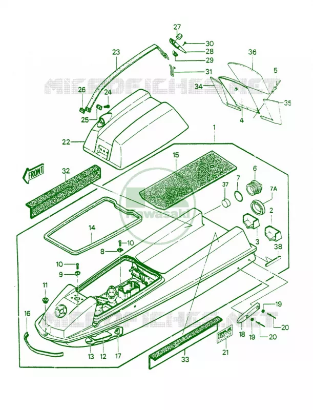 HULLENGINE HOOD JS550-A5 Kawasaki JET SKI 550 1986 JS550  JS550-A5