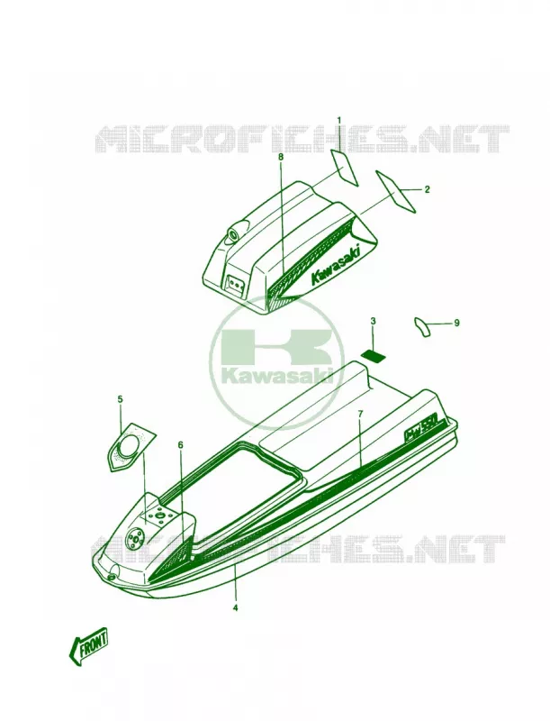 LABELS JS550-A7 Kawasaki JET SKI 550 1986 JS550  JS550-A5