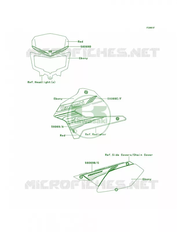 DecalsF.RedTCF Kawasaki MOTOS 250 2010 KLX250S  KLX250TAF
