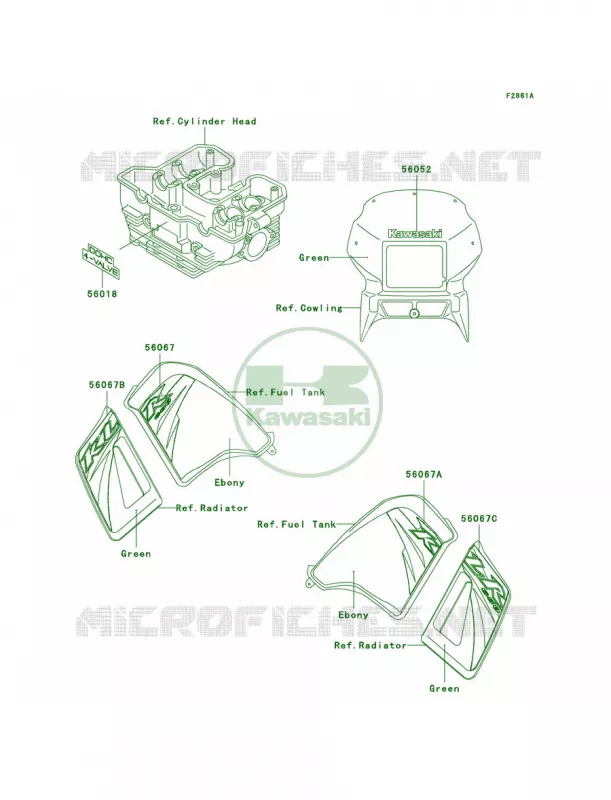 DecalsA6FGreen Kawasaki MOTOS 650 2007 KLR650  KL650A7F