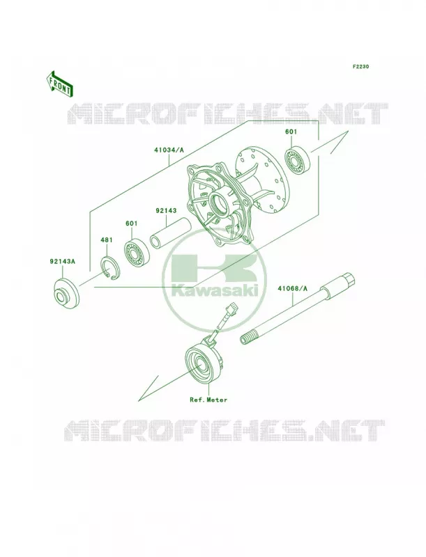 Front Hub Kawasaki MOTOS 250 2003 Super Sherpa  KL250-G7