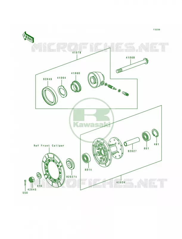 Front Hub Kawasaki MOTOS 250 1996 KLR250  KL250-D13