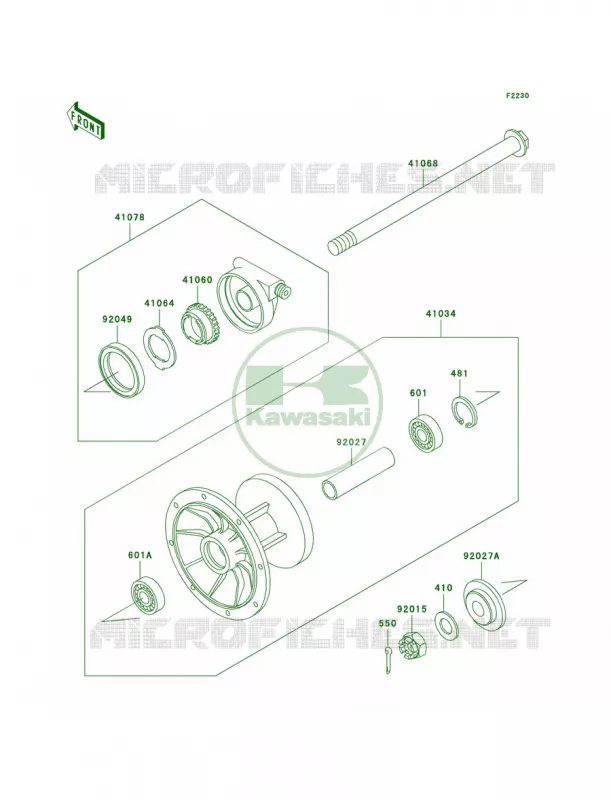 Front Hub Kawasaki MOTOS 650 1996 KLR650  KL650-A10