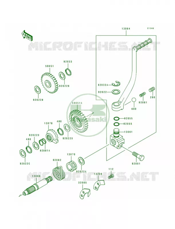 Kickstarter Mechanism Kawasaki MOTOS 250 1994 KLR250  KL250-D11
