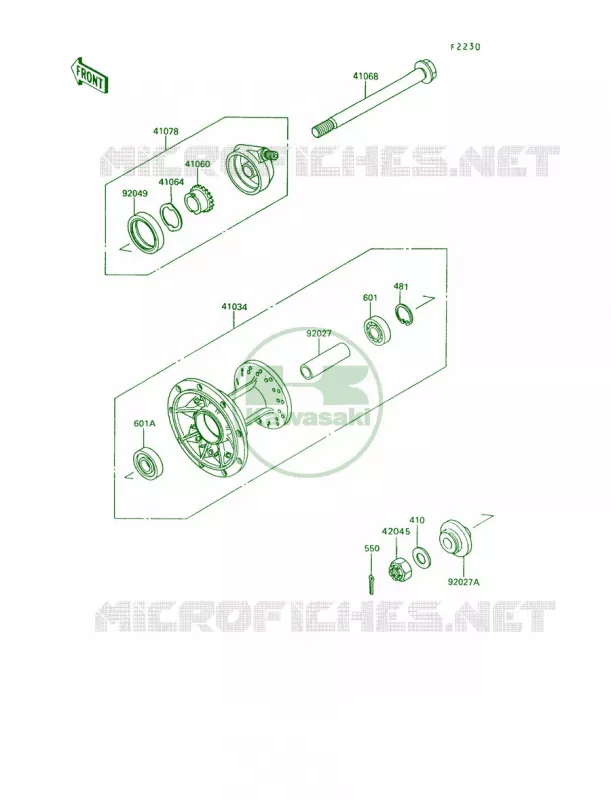Front Hub Kawasaki MOTOS 650 1993 KLR650  KL650-A7