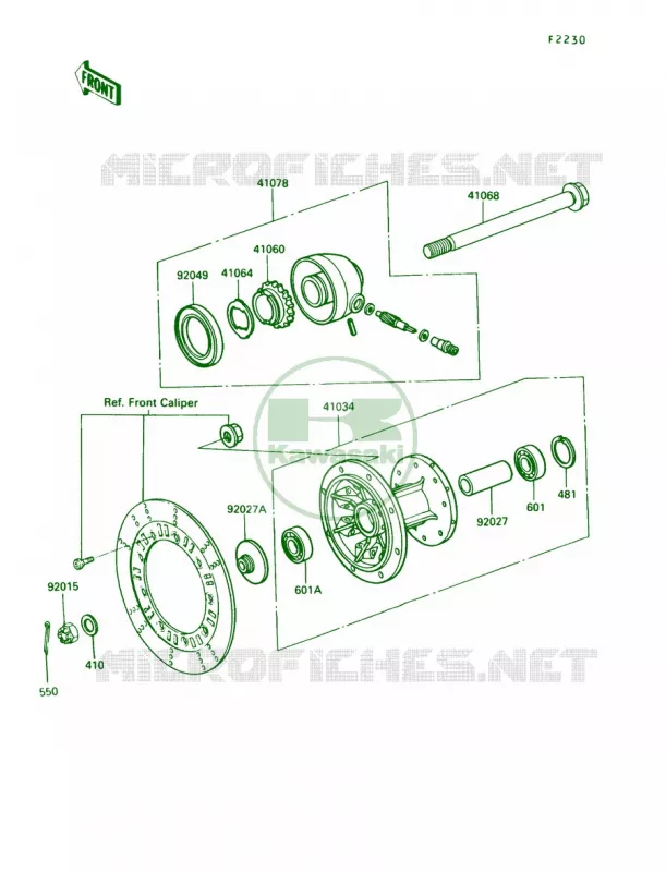 Front Hub Kawasaki MOTOS 250 1992 KLR250  KL250-D9