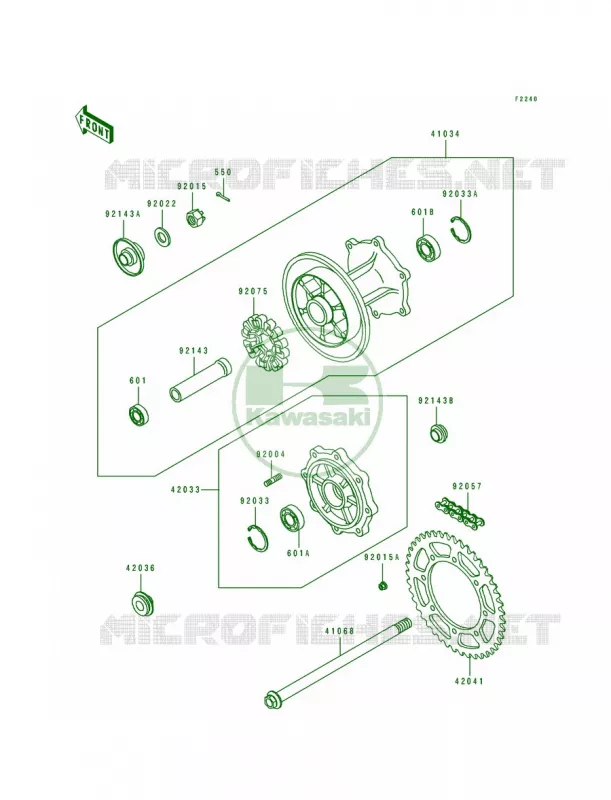 Rear Hub Kawasaki MOTOS 650 1990 Tengai  KL650-B2