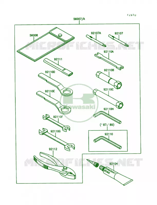 Tool Kawasaki MOTOS 650 1989 KLR650  KL650-A3