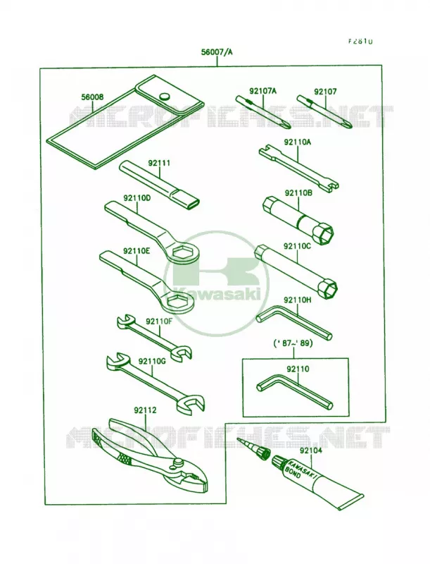 Tool Kawasaki MOTOS 650 1988 KLR650  KL650-A2