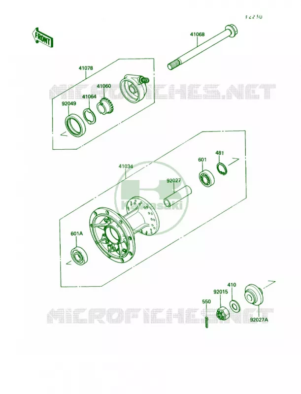 Front Hub Kawasaki MOTOS 650 1987 KLR650  KL650-A1