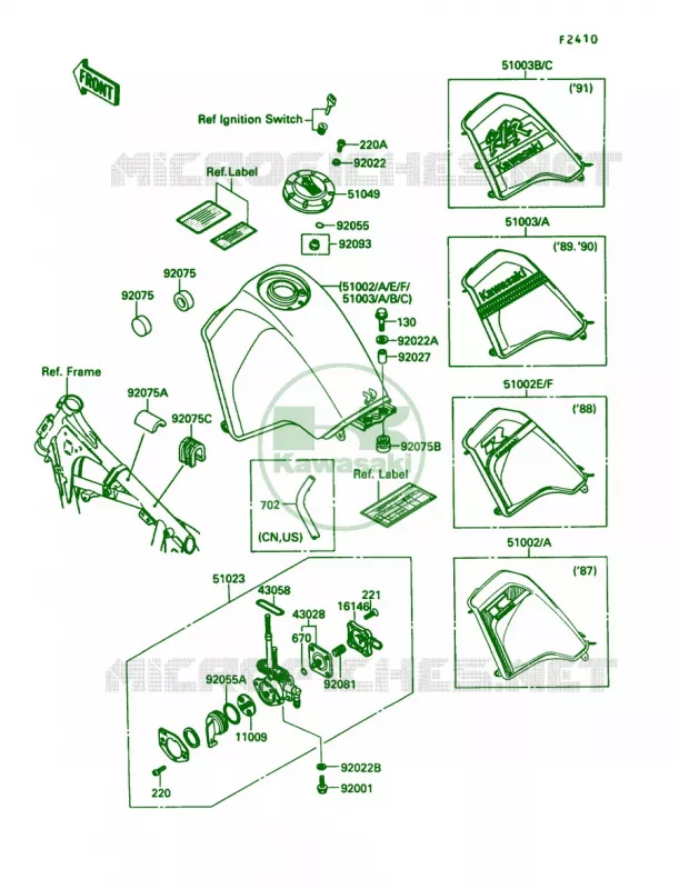 Fuel Tank Kawasaki MOTOS 650 1987 KLR650  KL650-A1