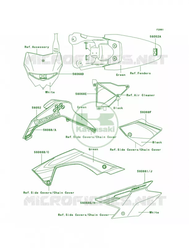DecalsGreenB8F Kawasaki MOTOS 140 2010 KLX140L  KLX140BAF