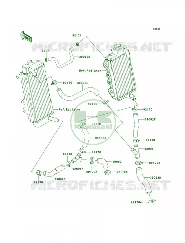 Water Pipe Kawasaki MOTOS 450 2014 KX450F  KX450FEF