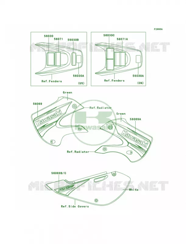 LabelsABF Kawasaki MOTOS 65 2014 KX65   KX65AEF