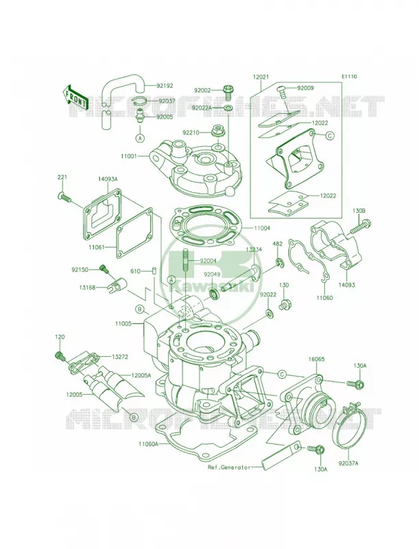 Cylinder HeadCylinder Kawasaki MOTOS 100 2014 KX100  KX100FEF