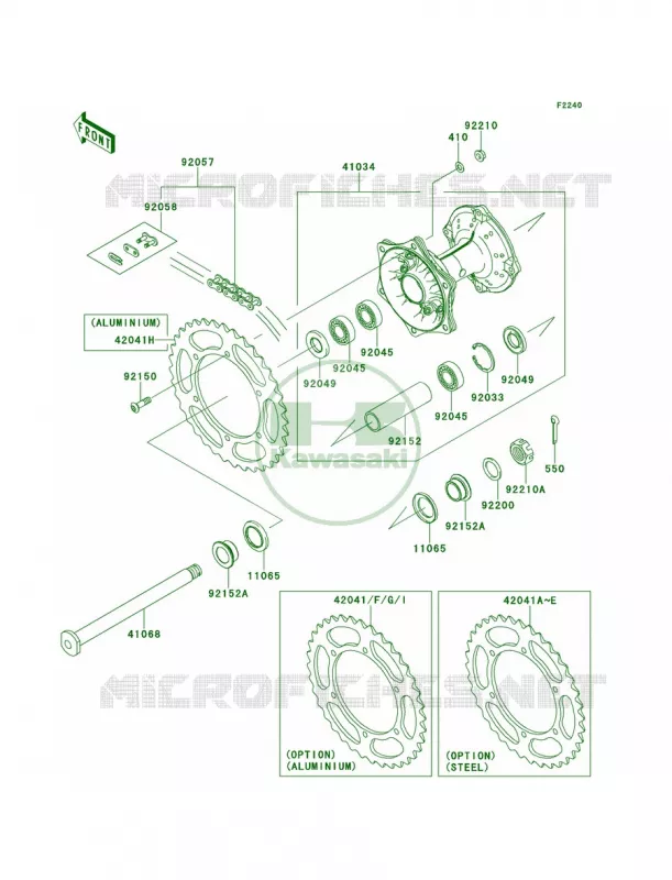 Rear Hub Kawasaki MOTOS 250 2013 KX250F  KX250ZDF