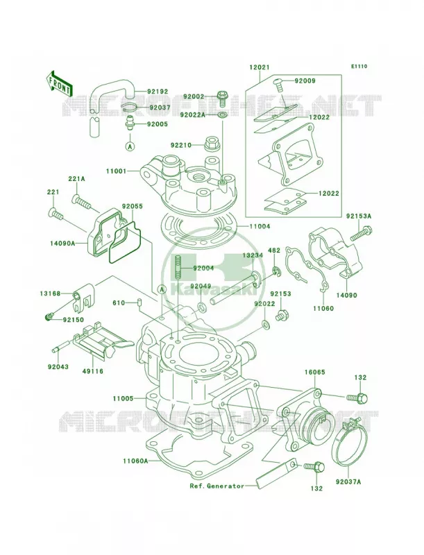 Cylinder HeadCylinder Kawasaki MOTOS 100 2013 KX100  KX100DDF