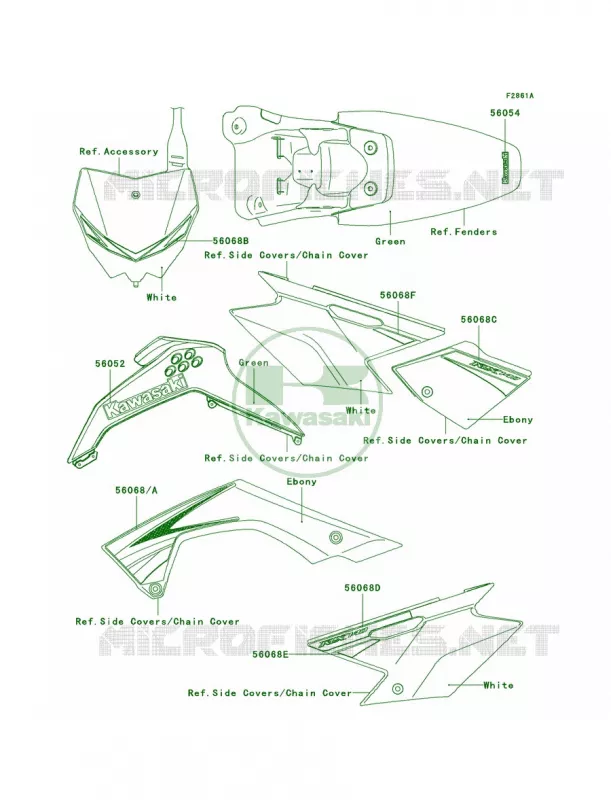 DecalsGreenA9F Kawasaki MOTOS 140 2009 KLX140  KLX140A9F