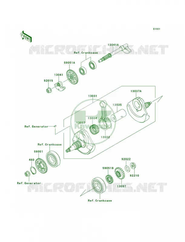 Crankshaft Kawasaki MOTOS 450 2012 KX450F  KX450FCF