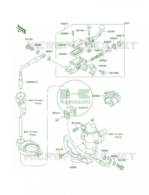 Front Master Cylinder Kawasaki MOTOS 85 2011 KX85  KX85ABF