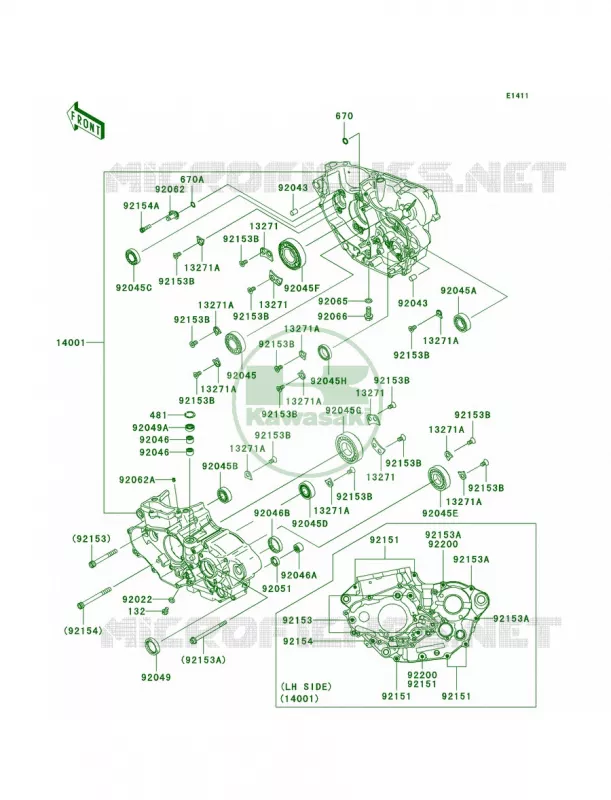 Crankcase Kawasaki MOTOS 450 2010 KX450F  KX450EAF
