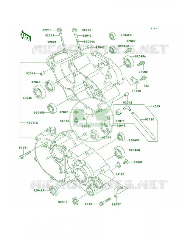 Crankcase Kawasaki MOTOS 100 2009 KX100 Monster Energy  KX100D9FA