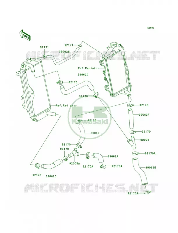 Water Pipe Kawasaki MOTOS 450 2009 KX450F Monster Energy  KX450E9FA
