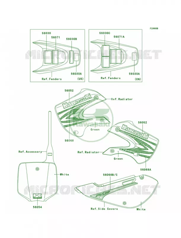 LabelsGreenA8F Kawasaki MOTOS 65 2008 KX65   KX65A8F