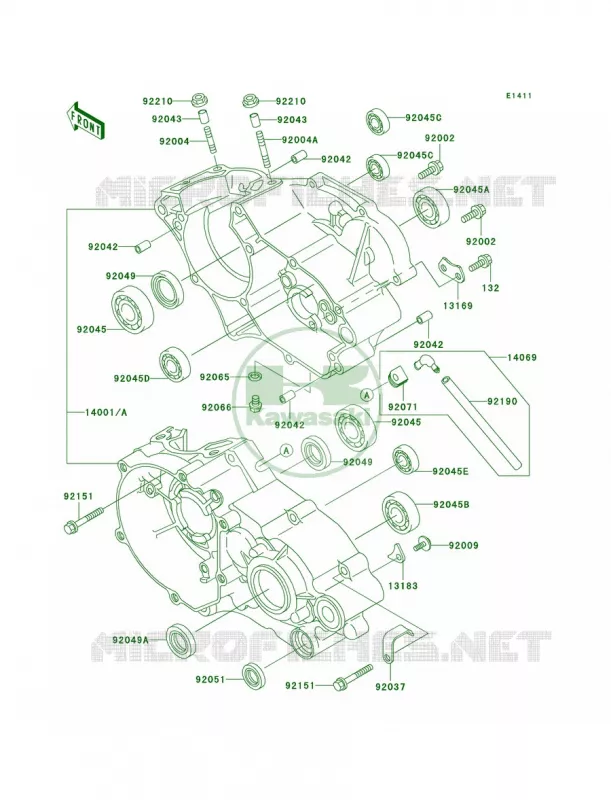 Crankcase Kawasaki MOTOS 100 2008 KX100  KX100D8F