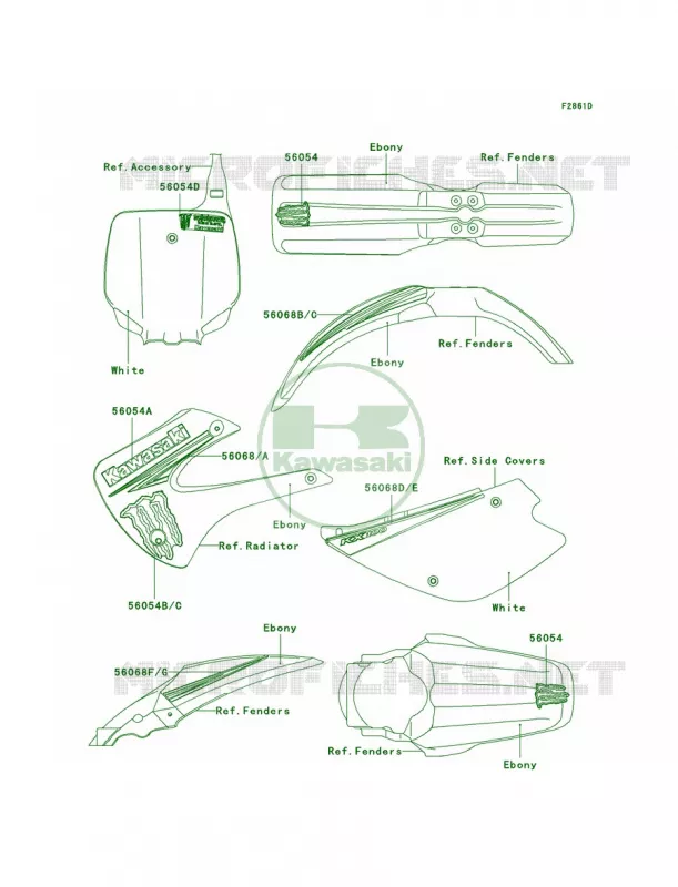 DecalsEbonyD9FA Kawasaki MOTOS 100 2008 KX100  KX100D8F