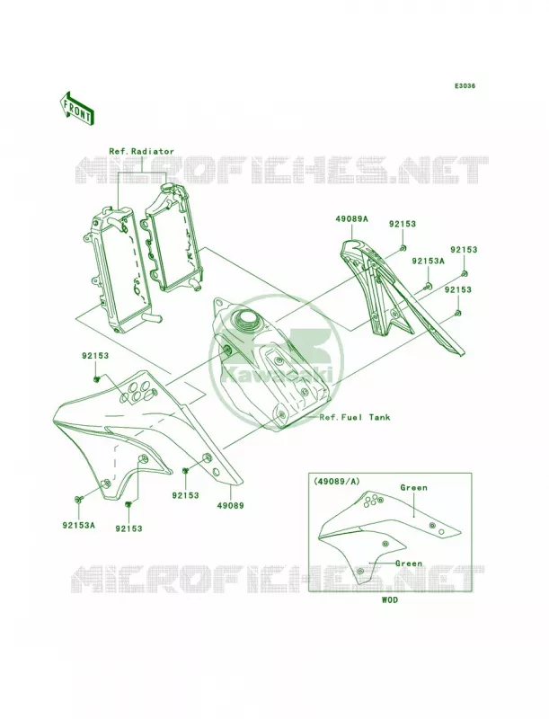 Engine Shrouds Kawasaki MOTOS 450 2008 KX450F  KX450D8F
