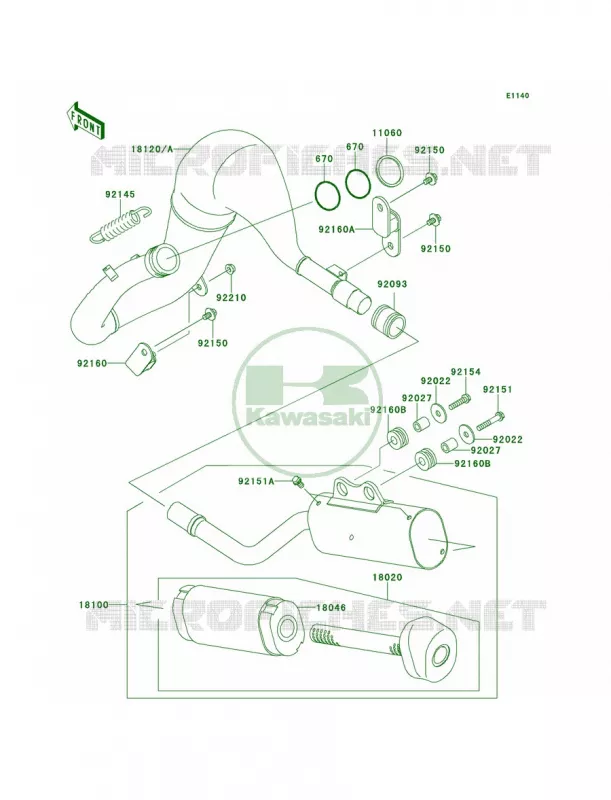 Mufflers Kawasaki MOTOS 65 2010 KX65   KX65AAF