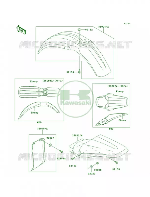 Fenders Kawasaki MOTOS 85 2009 KX85  KX85A9F