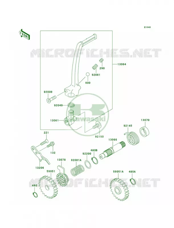 Kickstarter Mechanism Kawasaki MOTOS 85 2009 KX85 Monster Energy  KX85A9FA